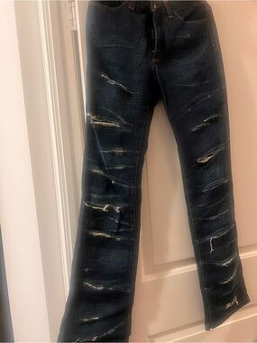 Just Cavalli Dark Distressed Ripped Jeans
